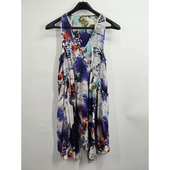 Anthropologie Blue and Red Floral Mini Dress - Picture 2 of 7